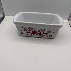 Garden Ridge Holiday Themed Ceramic Loaf Pans Candy Cane Design 3C